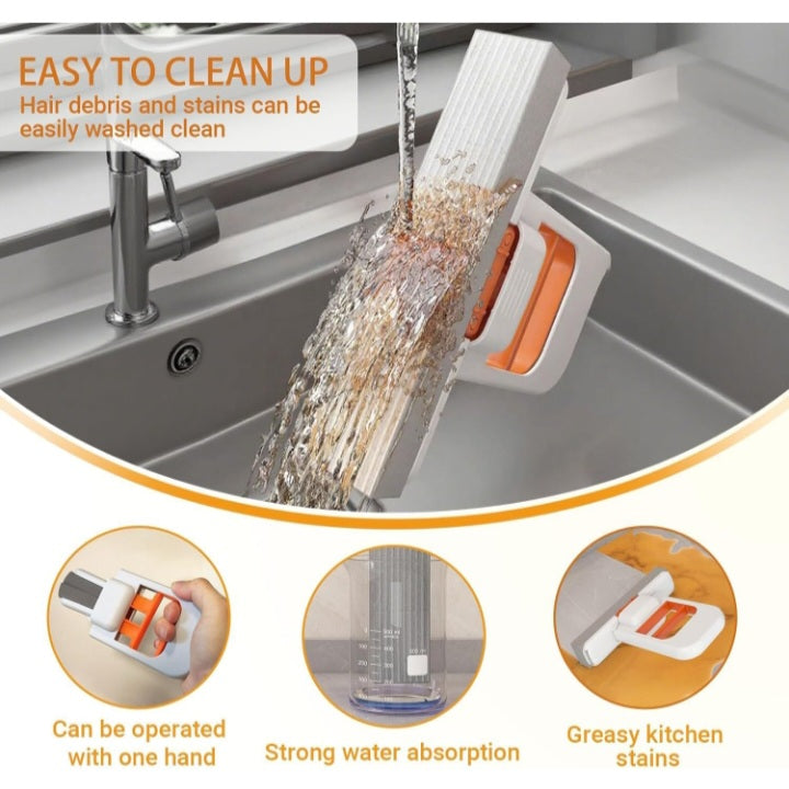 Mini Foldable Desktop Mop – Self‑Squeeze Sponge Mop for Wet & Dry Use – Portable Cleaning Tool for Small Spaces – Kitchen, Bathroom, Glass, Living Room