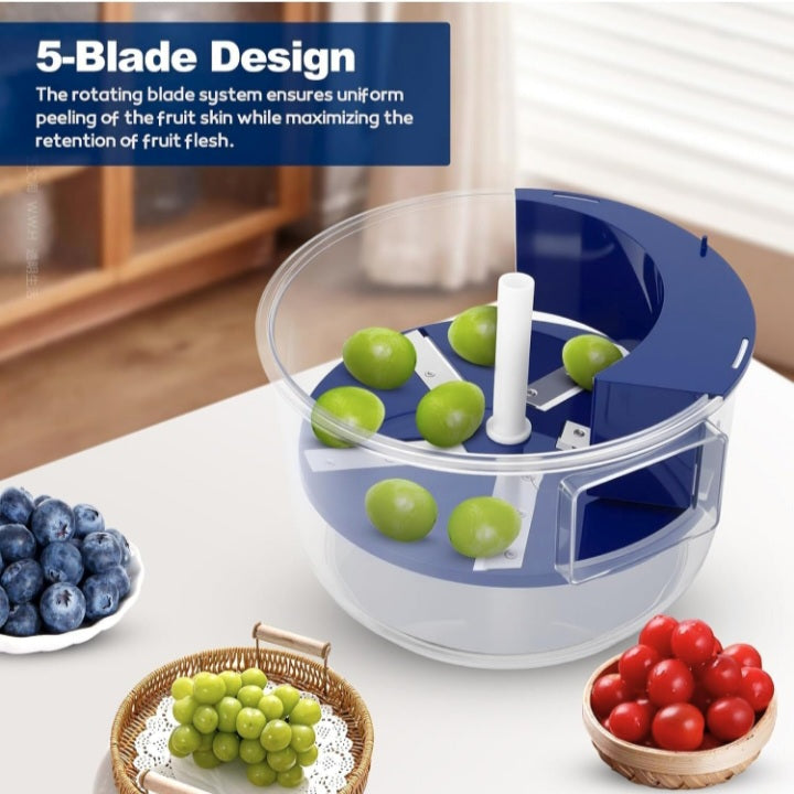 Multi-Functional peeling machine Electric Fruit & Vegetable Peeler Machine | 5-Blade Automatic Garlic Peeler | Rechargeable 50W Kitchen Peeling Tool for Grapes, Cherry Tomatoes, Garlic, Potatoes | Easy Clean Food-Grade ABS