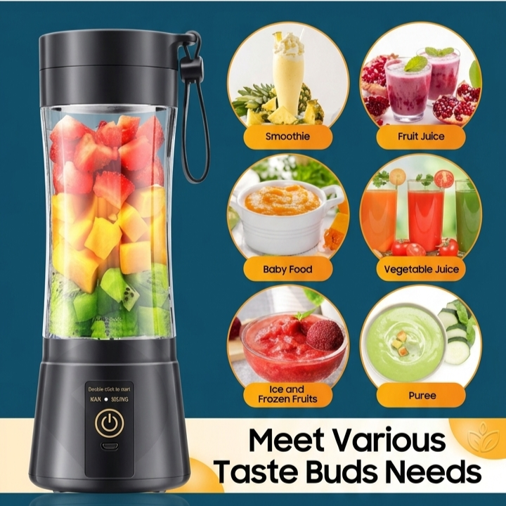 Portable Blender 600ml | Make Smoothies, Shakes, Cold coffee & Juices Anywhere| Blender and shaker | 230W Motor, USB-C Rechargeable 4000mAh Battery, for Gym/Home/Office/Travel