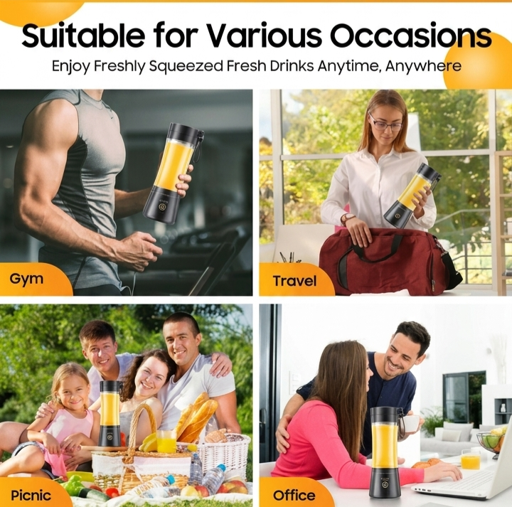 Portable Blender 600ml | Make Smoothies, Shakes, Cold coffee & Juices Anywhere| Blender and shaker | 230W Motor, USB-C Rechargeable 4000mAh Battery, for Gym/Home/Office/Travel