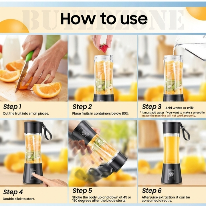 Portable Blender 600ml | Make Smoothies, Shakes, Cold coffee & Juices Anywhere| Blender and shaker | 230W Motor, USB-C Rechargeable 4000mAh Battery, for Gym/Home/Office/Travel